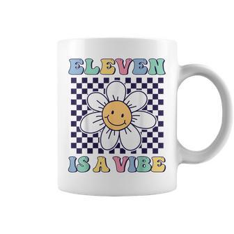 Eleven Is A Vibe Groovy 11Th Birthday Party Daisy Flower Coffee Mug - Thegiftio UK