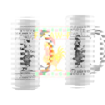 F-Caw-F Chicken Humor Rooster Christmas Ugly Sweater Tri-Blend Coffee Mug | Seseable CA