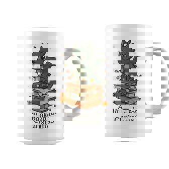 Fantasy All Booked For Christmas Bookworm Library Dragon Coffee Mug | Seseable FR