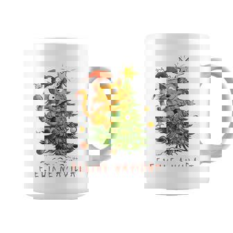 Feline Navidad Christmas Cat Tree Art Coffee Mug | Mazezy