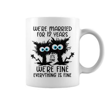 Fine Linen Wedding We're Married For 12 Years Coffee Mug - Thegiftio UK