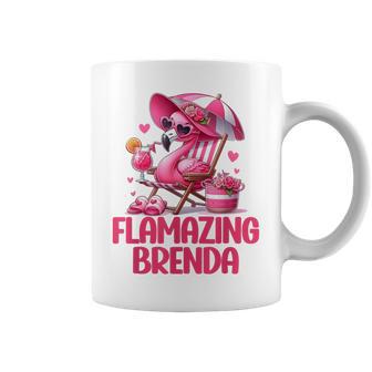 Flamazing Brenda Pink Flamingo Tropical Beach Scene Women's Coffee Mug - Thegiftio