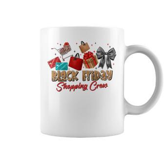 Friday Shopping Crew Coquette Bow Leopard Christmas Black Coffee Mug - Thegiftio UK