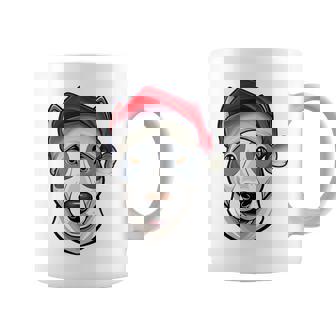 Santa Hat Xmas Pajamas Bull Terrier Dog Christmas Tri-Blend Coffee Mug | Mazezy