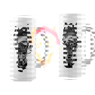 Santa Hat Xmas Pajamas Doberman Pinscher Dog Christmas Tri-Blend Coffee Mug | Mazezy