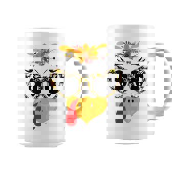 Turkey Face Floral Colorful Sunglasses Thanksgiving Tri-Blend Coffee Mug | Seseable UK