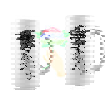 Gambia Flag Shirt Vintage Gambian Roots Red Rose Coffee Mug | Mazezy