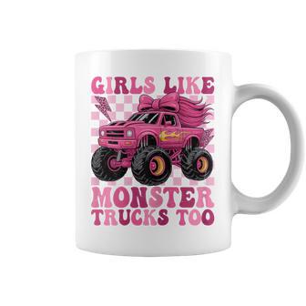 Girls Like Monster Trucks Too Retro Monster Truck Girls Coffee Mug - Monsterry