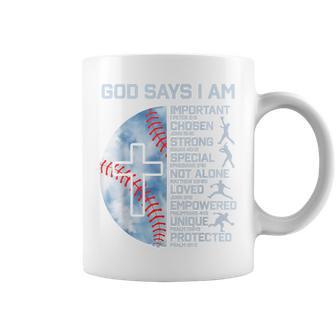 God Says I Am Baseball Christian Boy Faith Graphic Religious Coffee Mug - Thegiftio
