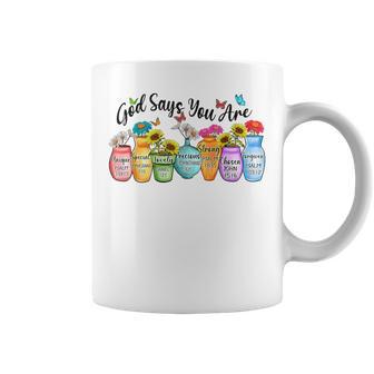 God Says You Are Bible Verse Christian Flowers Pot Garden Coffee Mug - Thegiftio UK