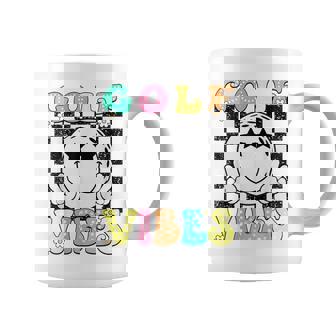 Golf Vibes Golf Retro Groovy Smile Face Checkered Coffee Mug | Mazezy