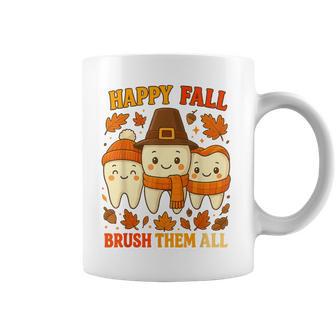 Happy Fall Brush Them All Dental Thanksgiving Coffee Mug | Mazezy
