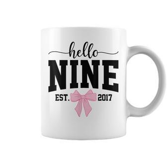 Hello Nine Est 2017 Coquette Bow 9Th Birthday Girl Coffee Mug - Thegiftio
