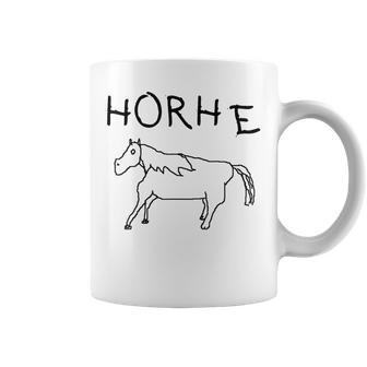 Horhe Terrible Cringe Horse Graphic Weird Absurd Joke Gen Z Coffee Mug - Thegiftio UK