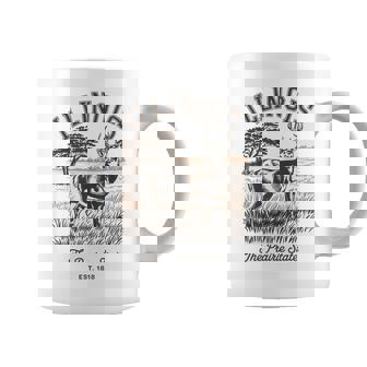 Illinois Retro Vintage State Prairie Deer Nature Coffee Mug | Mazezy