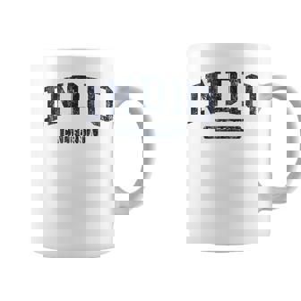 Indio CA J05 Vintage Athletic Blue Tank Top Coffee Mug | Mazezy