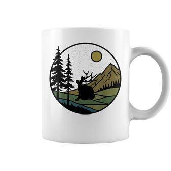 Jackalope Vintage Rustic Forest Trees With Mountains Cryptid Coffee Mug - Thegiftio UK
