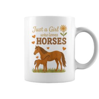 Just A Girl Who Loves Horses Cute Horse Floral Coffee Mug - Monsterry