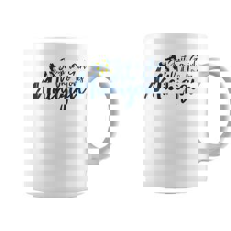 Just A Girl Who Loves Michigan With Coquette Bow Women's Fun Coffee Mug | Mazezy