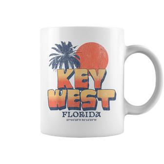 Key West Florida Retro Sunset Palm Tree Vintage Vacation Coffee Mug - Monsterry