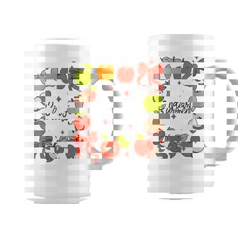 Kindergarten Teacher Apples Coquette Bow Back To School Coffee Mug | Mazezy