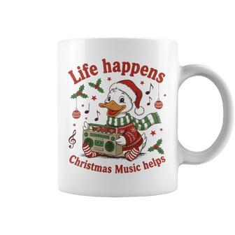 Life Happens Christmas Music Helps Christmas Music Men Coffee Mug - Thegiftio UK