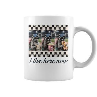 I Live Here Now Racoon Ballfield Only Baseball Mama Coffee Mug | Seseable UK
