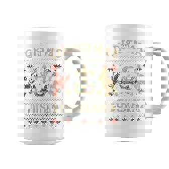 Louisiana Ugly Sweater Shirt Mardi Gras Pelican Fleur Mask Tank Top Coffee Mug | Mazezy