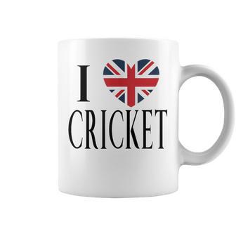 I Love Cricket British Flag Heart Text Tank Top Coffee Mug | Mazezy