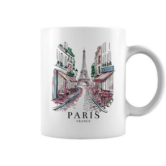 I Love Paris France Eiffel Tower Watercolor French Souvenir Coffee Mug - Monsterry