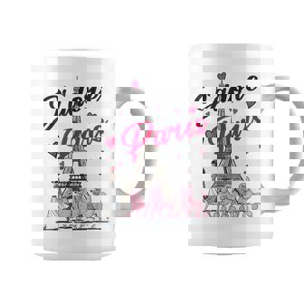 I Love Paris Woman Walking Poodles By Eiffel Tower Coffee Mug | Mazezy