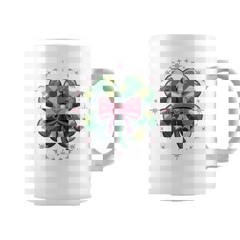 Lucky Clover Pink Bow Aesthetic St Patrick's Day Coffee Mug - Monsterry