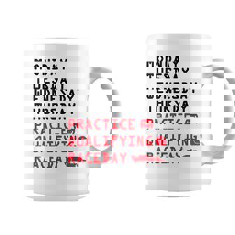 Lunes Martes Jueves Practica Clasificatoria Carrera Día Carreras Taza de café - Regaloses