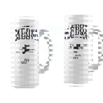 Macedonia OH JN1 Vintage Athletic Blue Coffee Mug | Mazezy