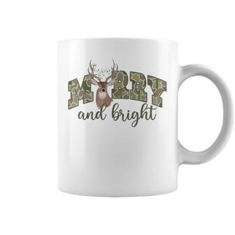Merry And Christmas Bright Camouflage Reindeer Xmas Pajamas Coffee Mug - Thegiftio
