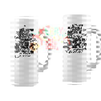 Merry Christmas Leopard Plaid Paw Print Coffee Mug | Mazezy