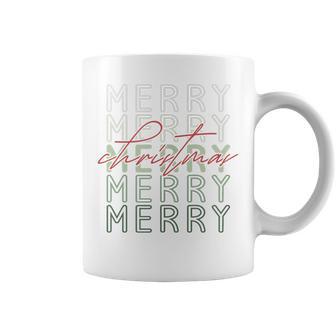 Merry Merry Christmas Retro Holiday Coffee Mug - Monsterry