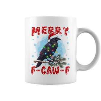 Merry F-Caw-F Christmas Black Crow Black Bird Meme Tri-Blend Coffee Mug - Thegiftio UK