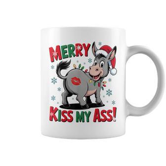 Merry Kiss My Ass Christmas Donkey Holiday Humor Coffee Mug - Thegiftio UK