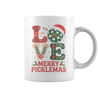 Merry Picklemas Christmas Pickleball Love Santa Hat Tri-Blend Coffee Mug - Thegiftio UK