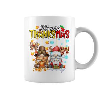 Merry Thanksmas Coquette Bow Gnomes Thanksgiving Christmas Tri-Blend Coffee Mug - Thegiftio