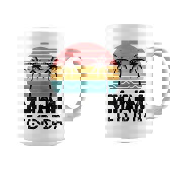 Miami Florida Retro Sunset Palm Trees Ocean Waves Tank Top Coffee Mug | Mazezy
