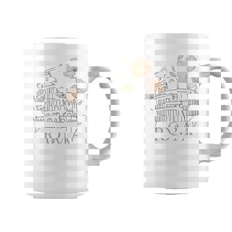 Minimalist Colosseum Line Art With Peach Poppies And Sage Coffee Mug | Mazezy