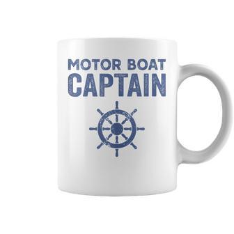 Motor Boat Captain Wheel Pontoon Lake Motor Boating Coffee Mug - Monsterry