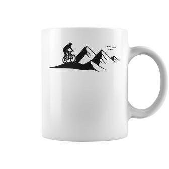 Mountain Biking Silhouette Bike In The Mountains Coffee Mug | Mazezy