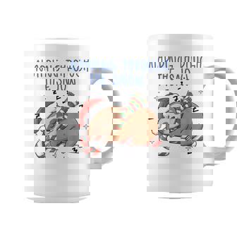 Napping Through The Snow Quote Christmas Sloth Candy Cane Coffee Mug | Mazezy