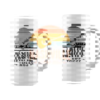 Nashville Tennessee Acoustic Guitar Skyline Retro Coffee Mug | Mazezy