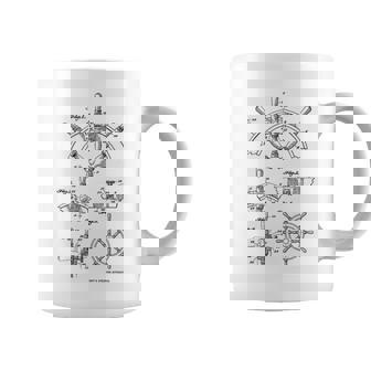 Nautical Vintage Sailing Boating Ship's Wheel Patent Sailors Tank Top Coffee Mug | Mazezy