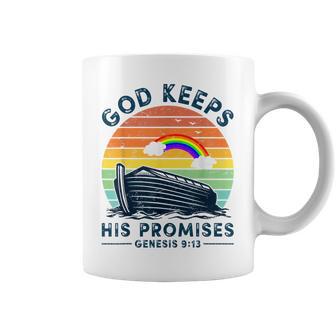 Noah Ark Rainbow Jesus Christian God Keeps His Promises Coffee Mug | Mazezy