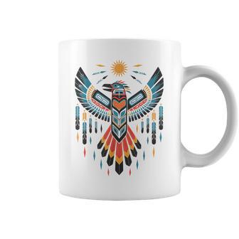 North American Tribal Thunderbird Vibrant Geometric Coffee Mug - Monsterry